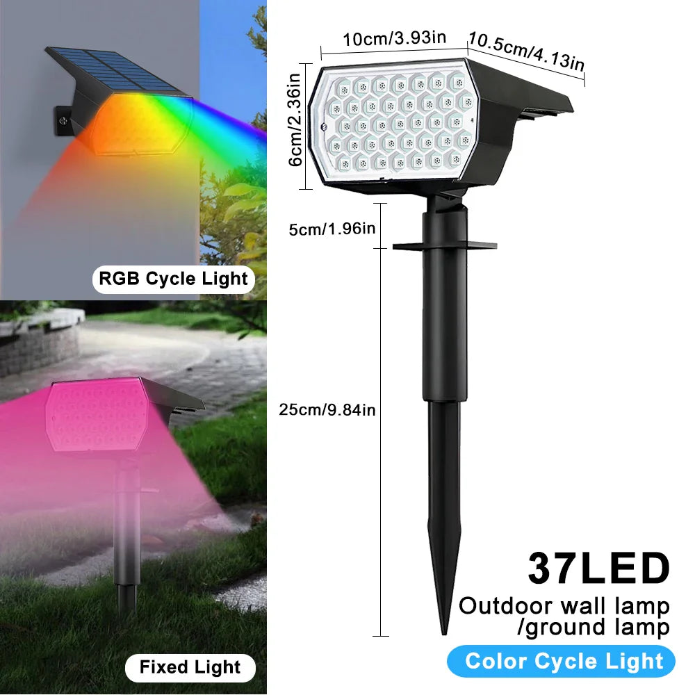 RGB Solar Landscape Spotlights Outdoor Waterproof LED Lights for Garden Decor