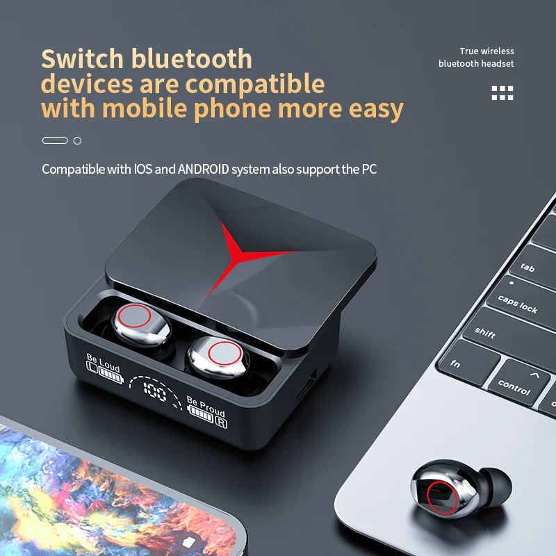 TWS M90 Wireless Earbuds Bluetooth 5.3 Gaming Headphones with Mic for Sports and Calls