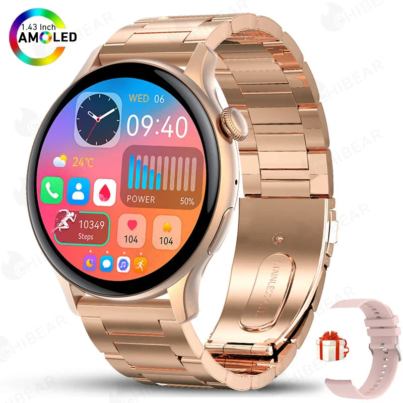 2025 AMOLED Smartwatch for Women Health Monitor AI Voice Bluetooth Call Watch