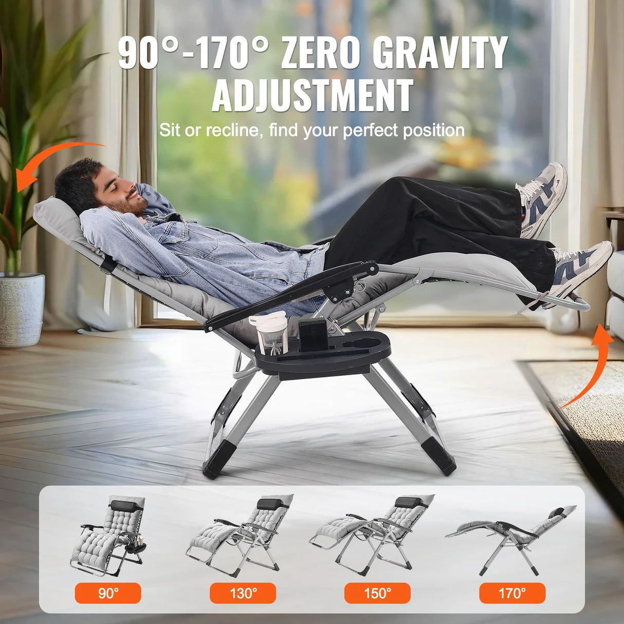 Zero Gravity Recliner Chair Adjustable Anti Gravity Lounge Chair with Cup Holder