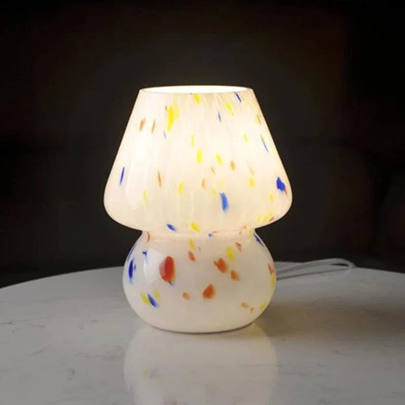 Nordic Mushroom Lamp Vintage Glass Bedside Night Light for Bedroom Living Room