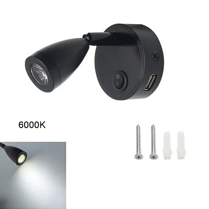LED RV Reading Light 12V/24V with USB Port – Camper, Boat, Trailer Interior Lamp