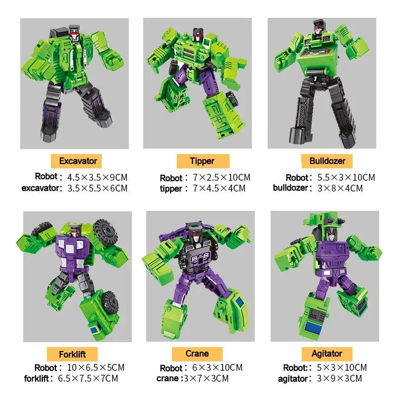 6-in-1 Transforming Robot Action Figure 22cm Convertible Toy for Kids