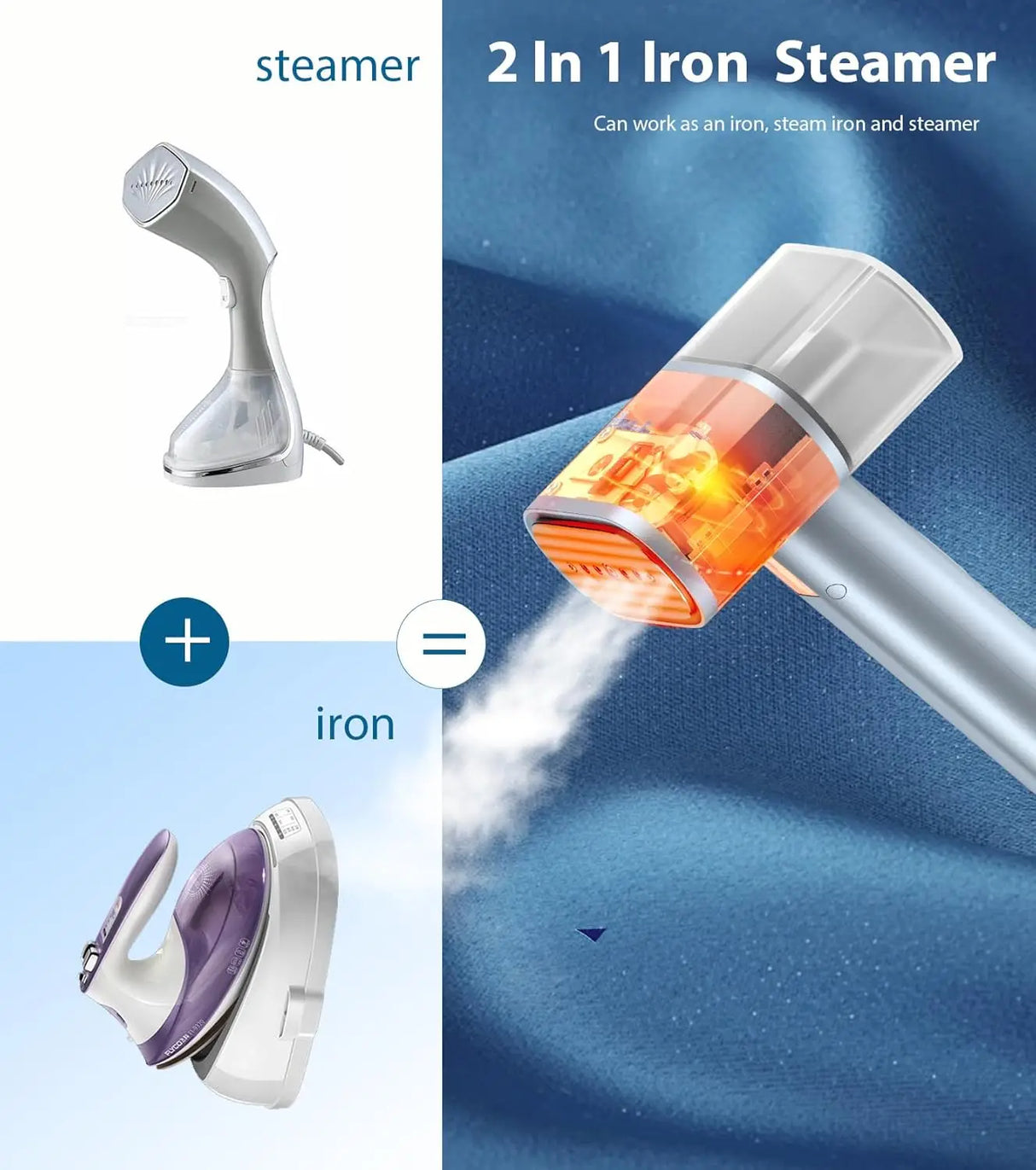 Travel Foldable Garment Steamer 900W Fast Heat Portable Iron for Clothes