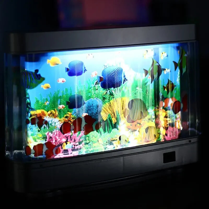 Tropical Fish Tank Lamp Virtual Aquarium LED Night Light Kids Room Gift