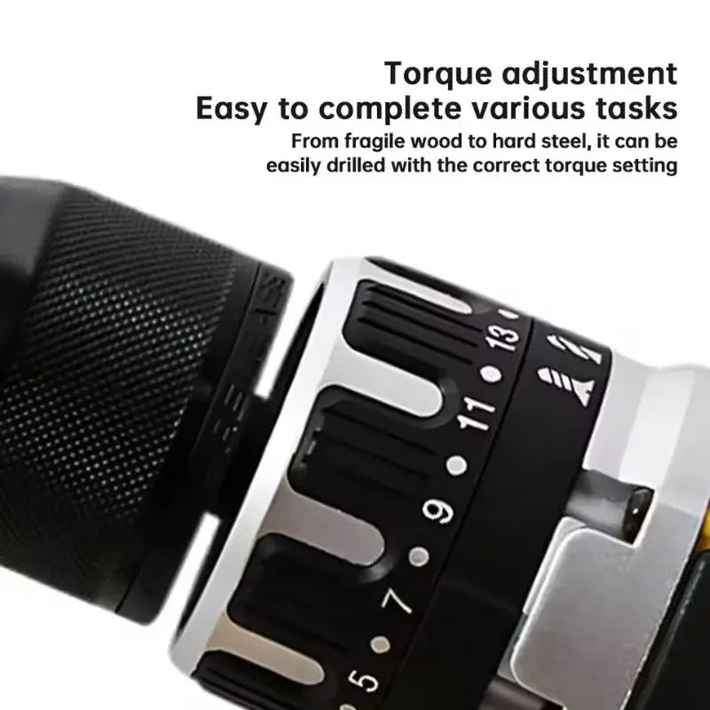 20V Cordless Brushless Impact Drill Rechargeable Power Tool for Home & DIY