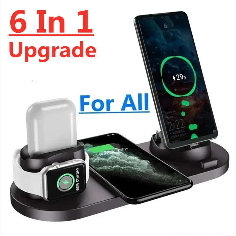 6-in-1 Wireless Charging Station Fast Charger Dock for iPhone 15 14 13 Pro Max