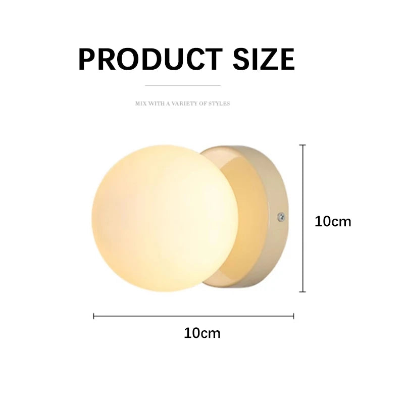 Nordic Glass LED Wall Lamp Orb Sconce for Bedroom Hallway Staircase