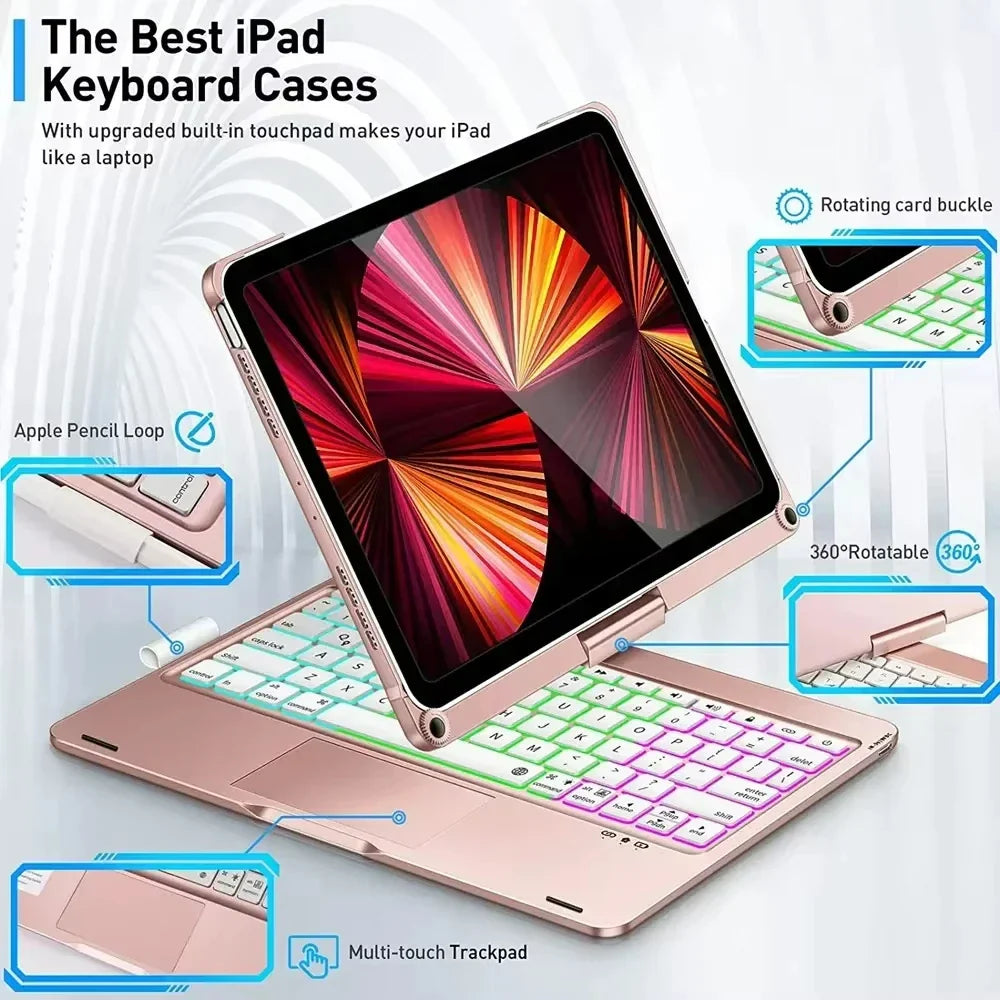 Magic Keyboard Case iPad 11th Gen 2025 iPad Air 11/13 Backlit 360°