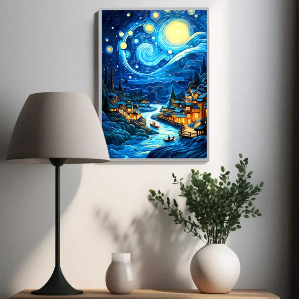 Starry Night LED Art Lamp 3D Night Light Van Gogh Style Aesthetic Room Decor