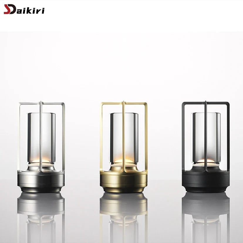 LED Rechargeable Touch Table Lamp Crystal Aluminum Night Light for Home & Restaurant