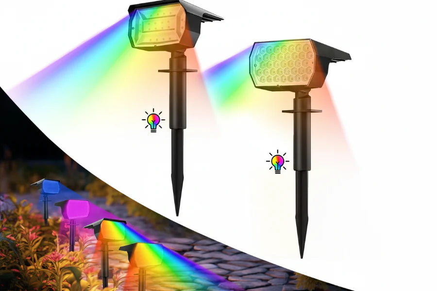 RGB Solar Landscape Spotlights Outdoor Waterproof LED Lights for Garden Decor