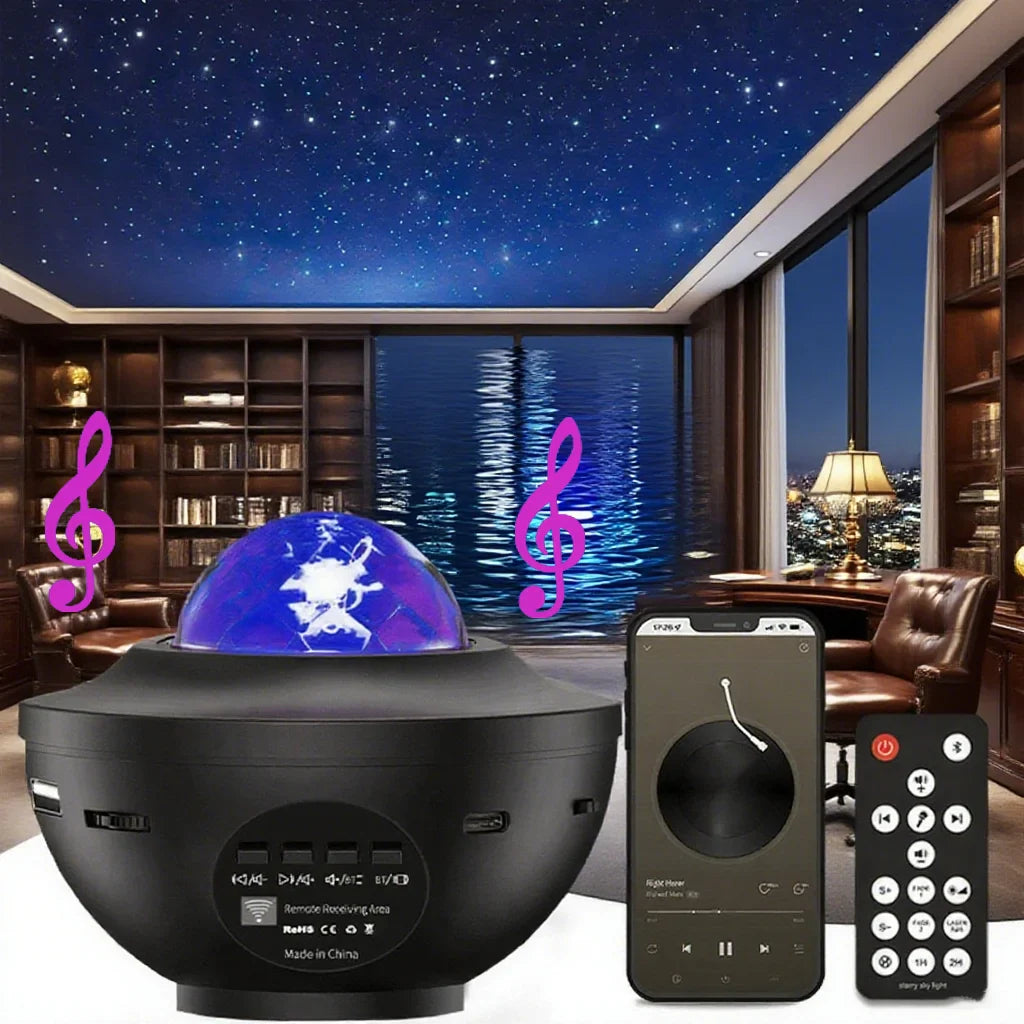 Galaxy Projector Starry Sky Night Light with Ocean Wave Music Remote USB for Kids