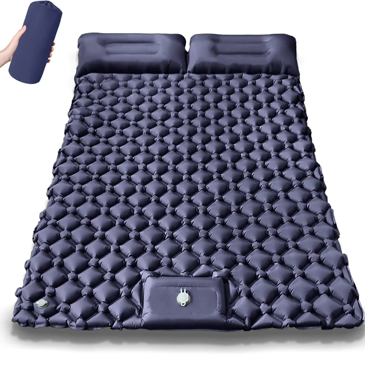 2025 Upgrade Double Air Mattress Camping Inflatable Bed Built-in Pump Waterproof