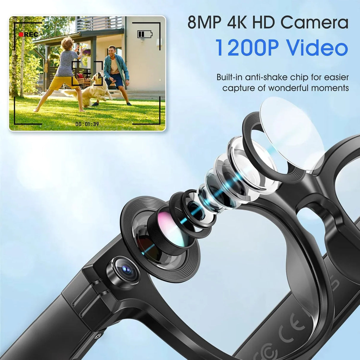 AI Camera Smart Glasses Color-Changing Translation Photo Video Recording Sunglasses