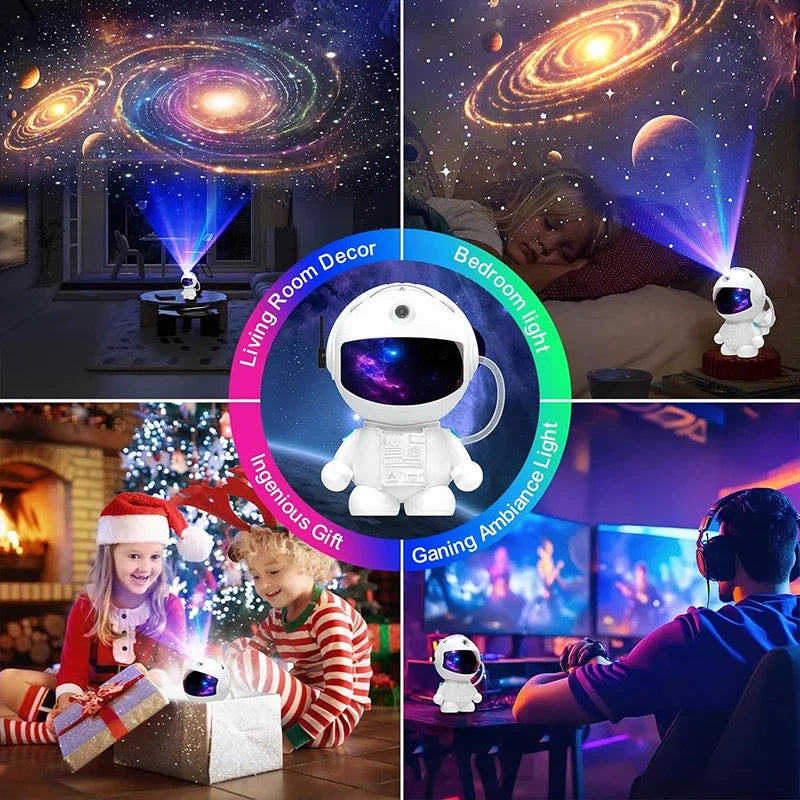 Astronaut Galaxy Projector Star Light with 12 Space Films 360 Rotating Planetarium