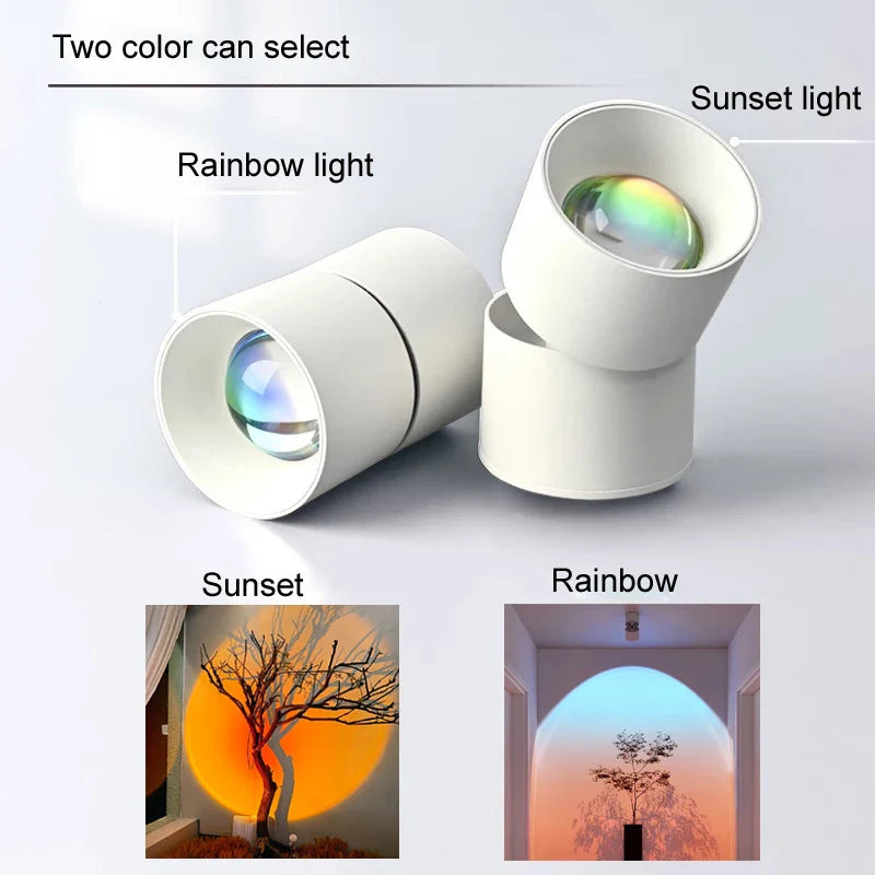 LED Recessed Ceiling Downlight Sunset Projection Rainbow Night Light Bedroom Decor