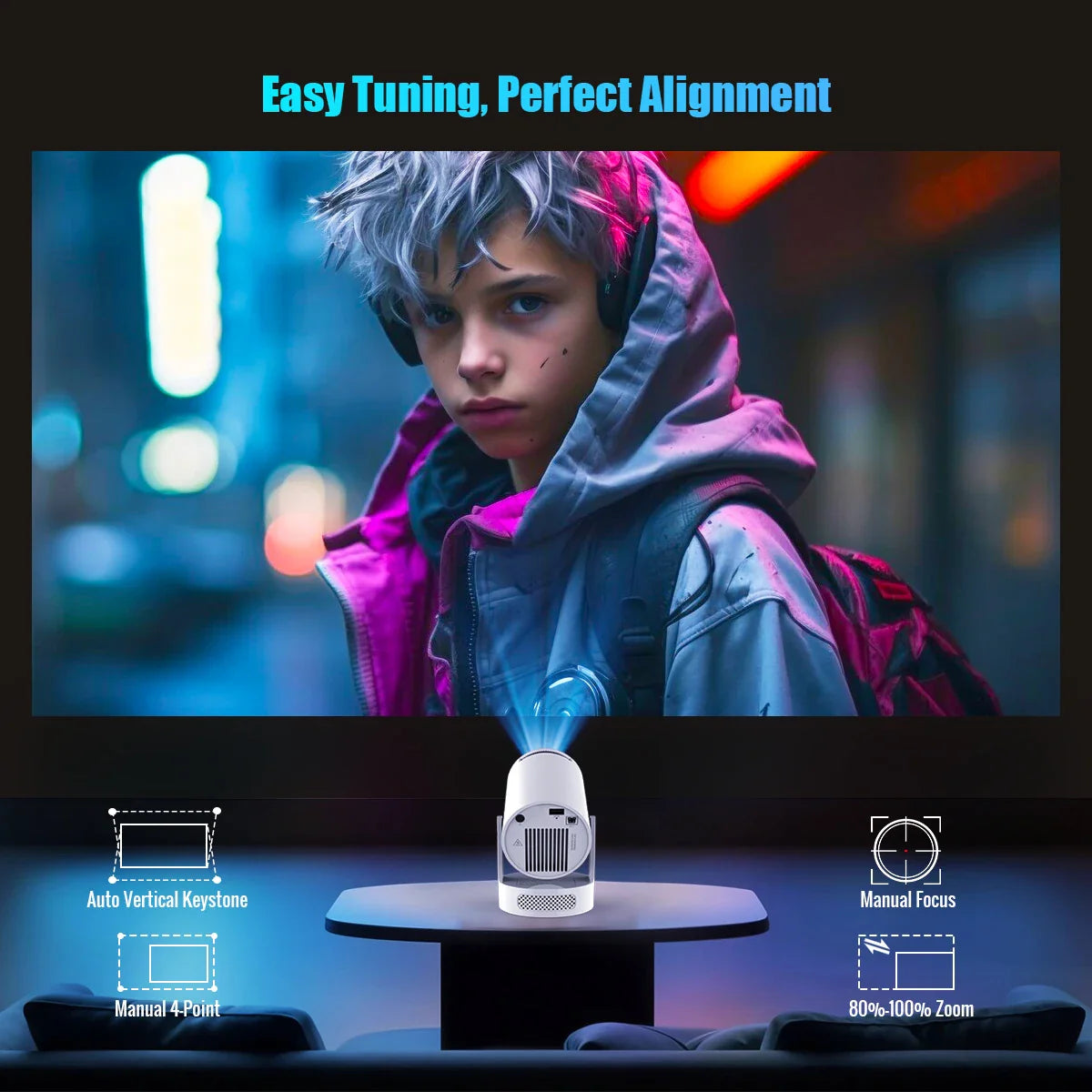 8K HD Portable Projector with WiFi6 BT5.0 Android Home Theater Outdoor Cinema