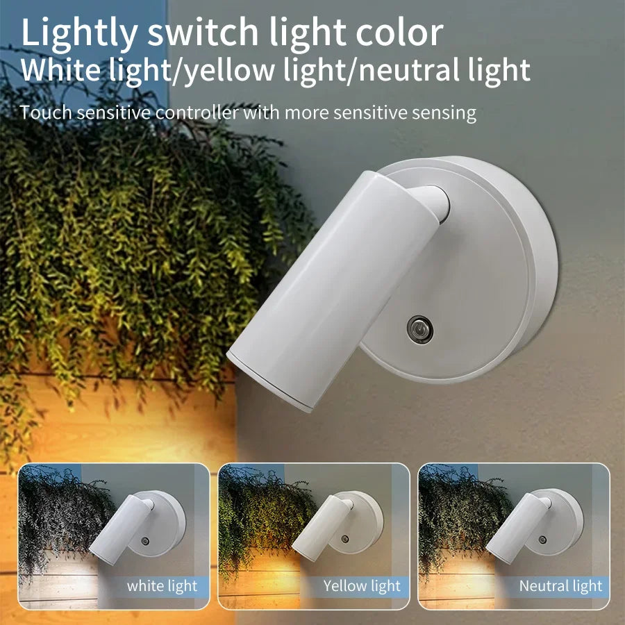 Magnetic LED Wall Light Rechargeable Touch Dimmable Cordless Bedside Lamp