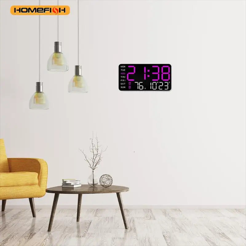 Giant Digital Wall Clock with Temperature Date Time Smart Home LED Display