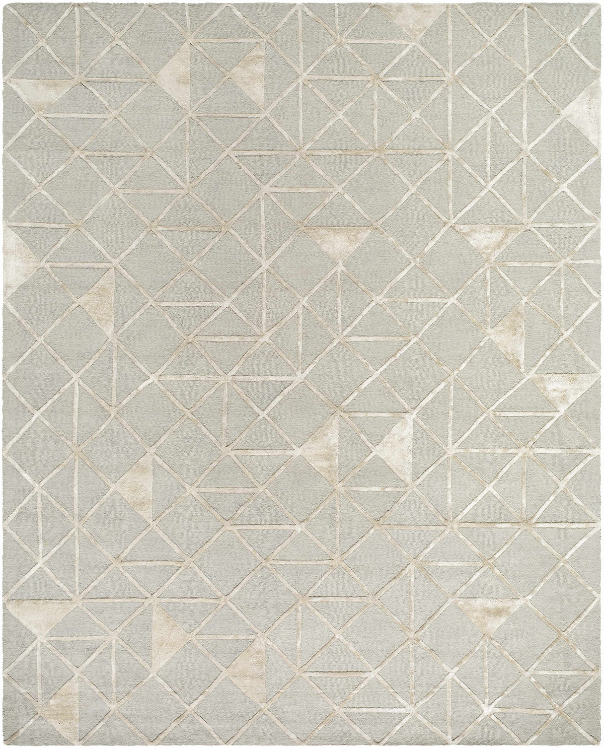 Botiu Blue Geometric Hand Tufted Wool Area Rug - Clearance