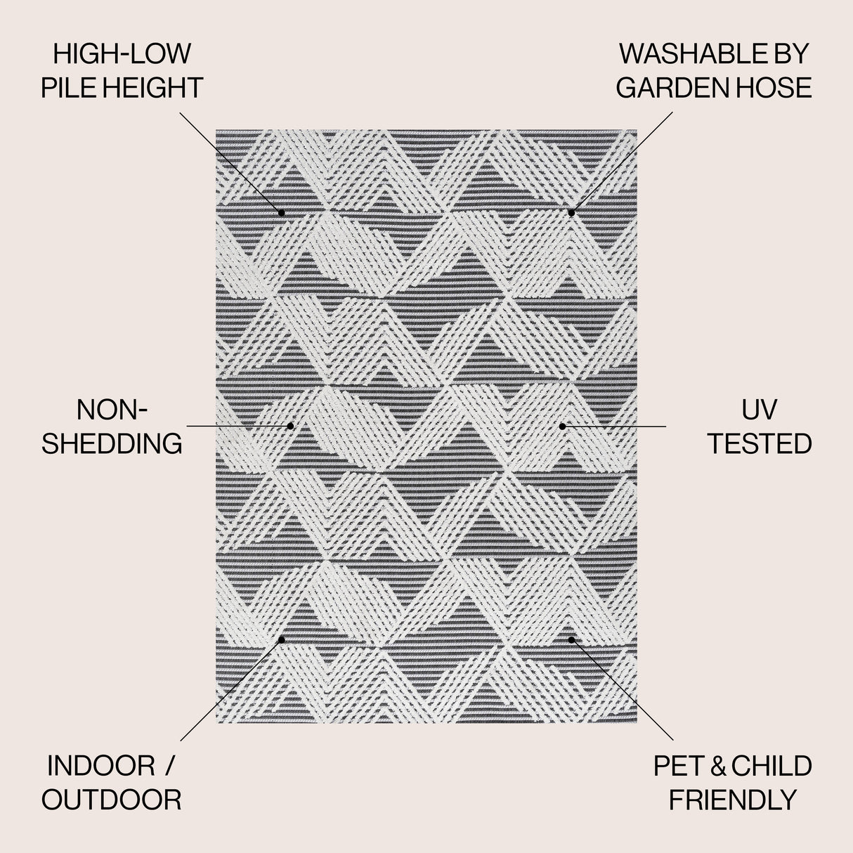 Jazz High-Low Pile Art Deco Geometric Indoor/Outdoor Area Rug