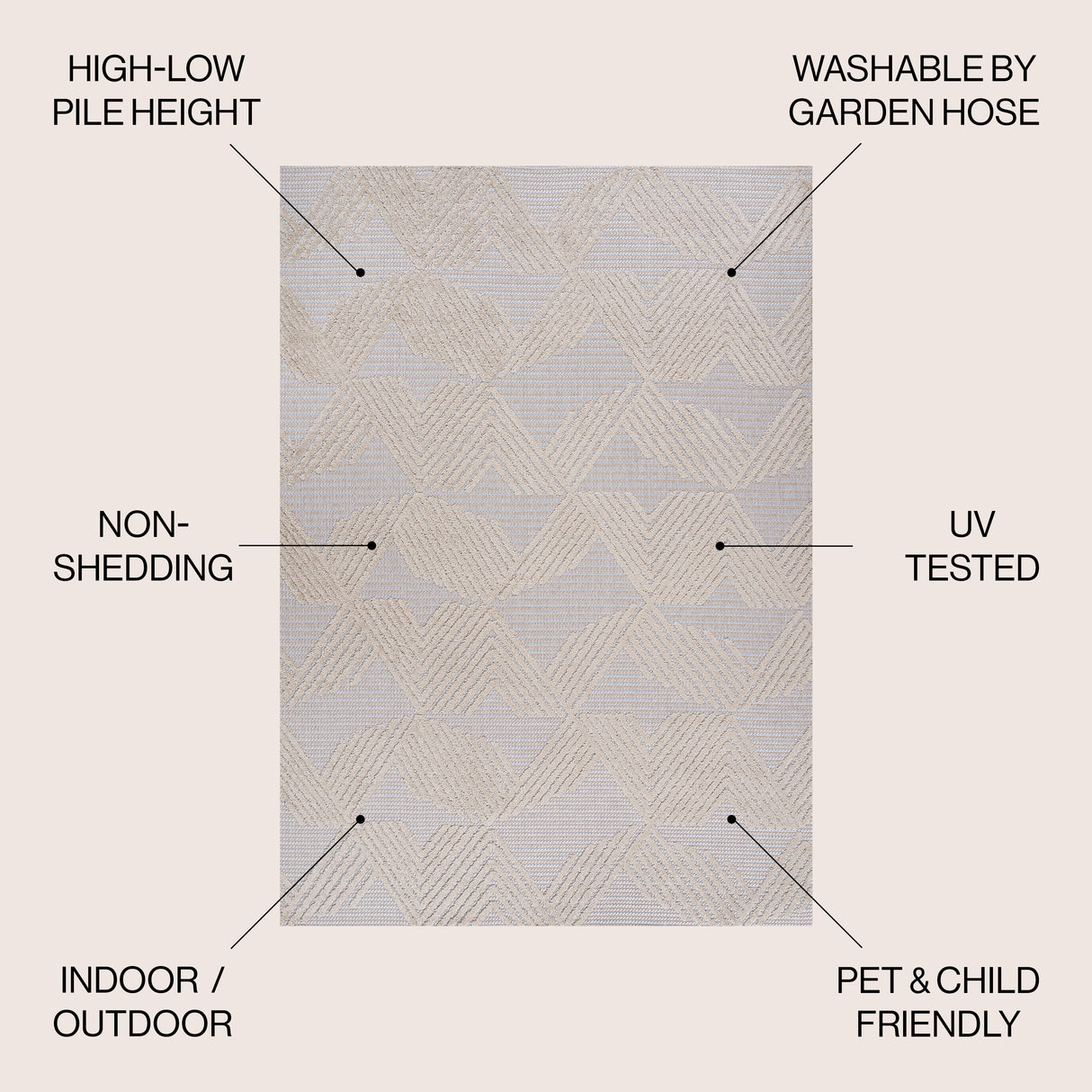 Jazz High-Low Pile Art Deco Geometric Indoor/Outdoor Area Rug