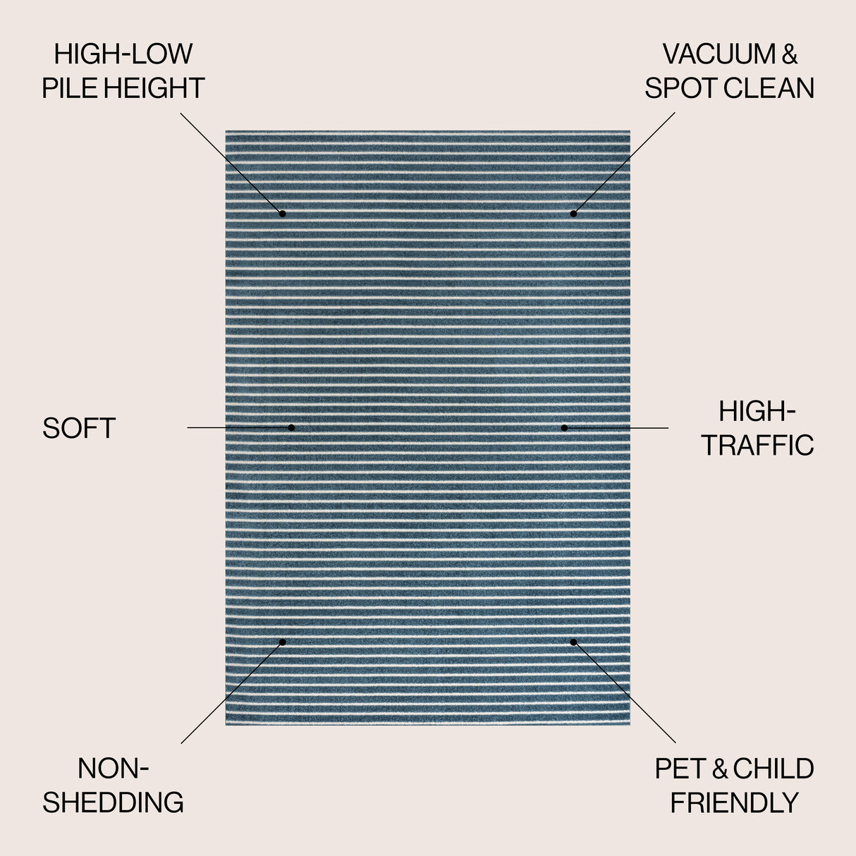 Aarhus High-Low Minimalist Scandi Striped Indoor/Outdoor Area Rug