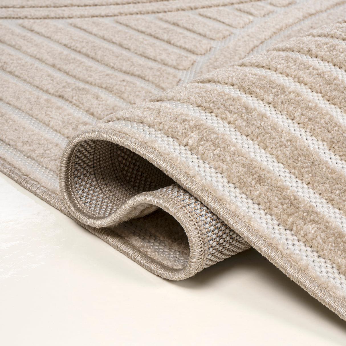 Sofia High-Low MidCentury Modern Arch Stripe Two-Tone Indoor/Outdoor Runner Rug