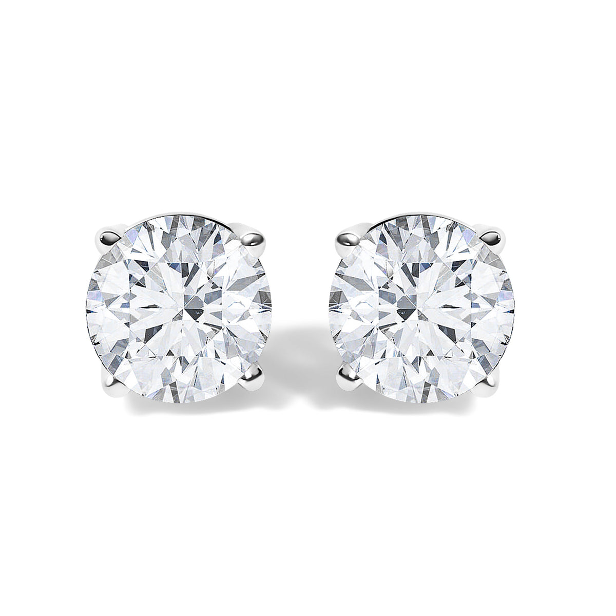 14K White Gold 1 1/10 Cttw Round Diamond Solitaire Stud Earrings