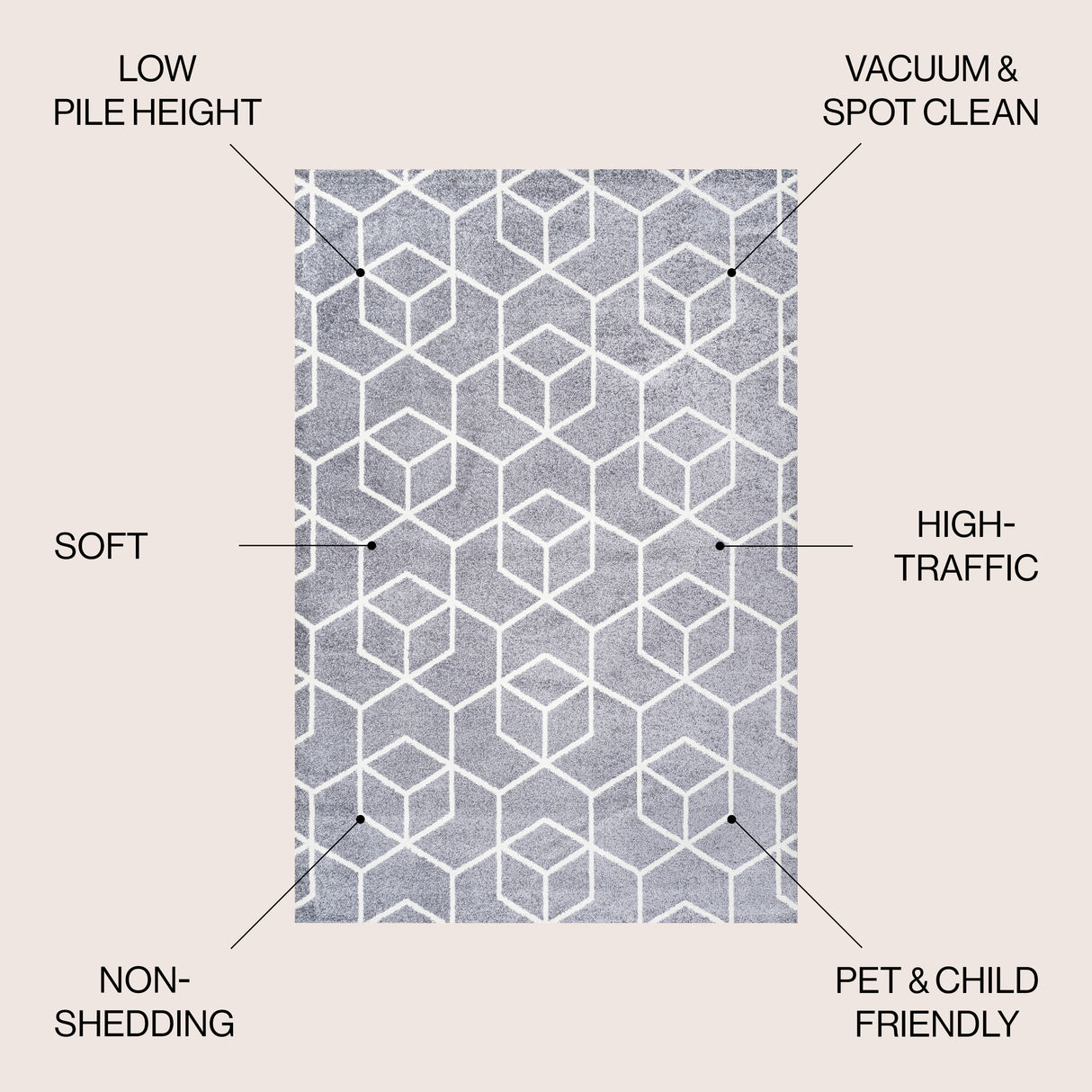 Tumbling Blocks Modern Geometric Area Rug