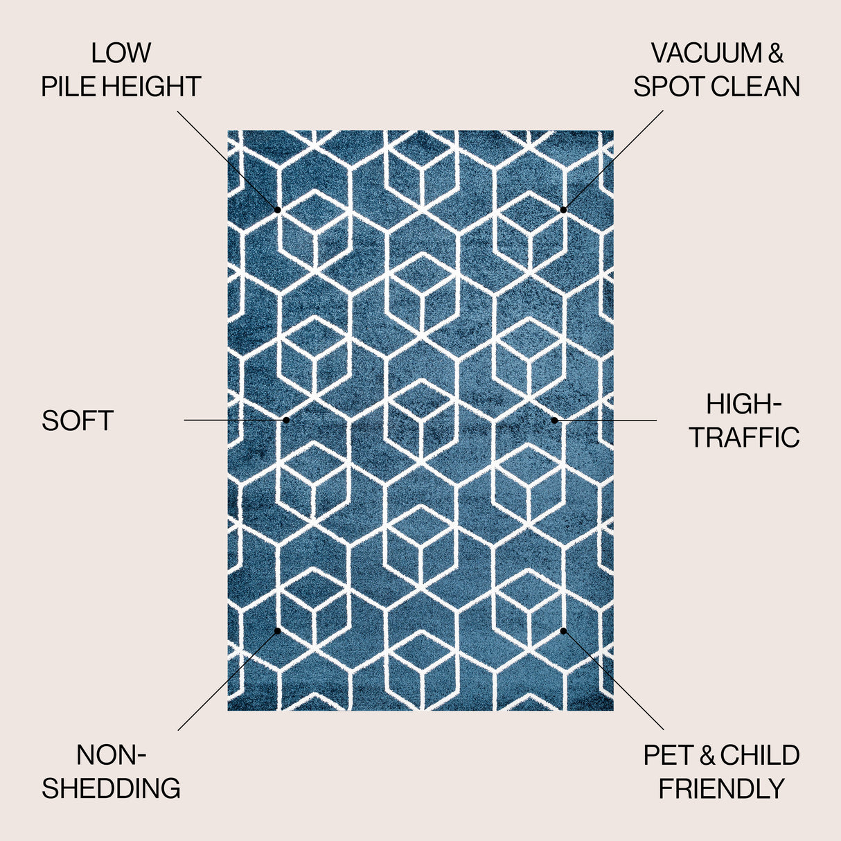 Tumbling Blocks Modern Geometric Area Rug