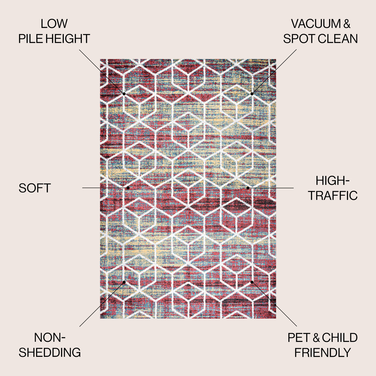Tumbling Blocks Modern Geometric Area Rug