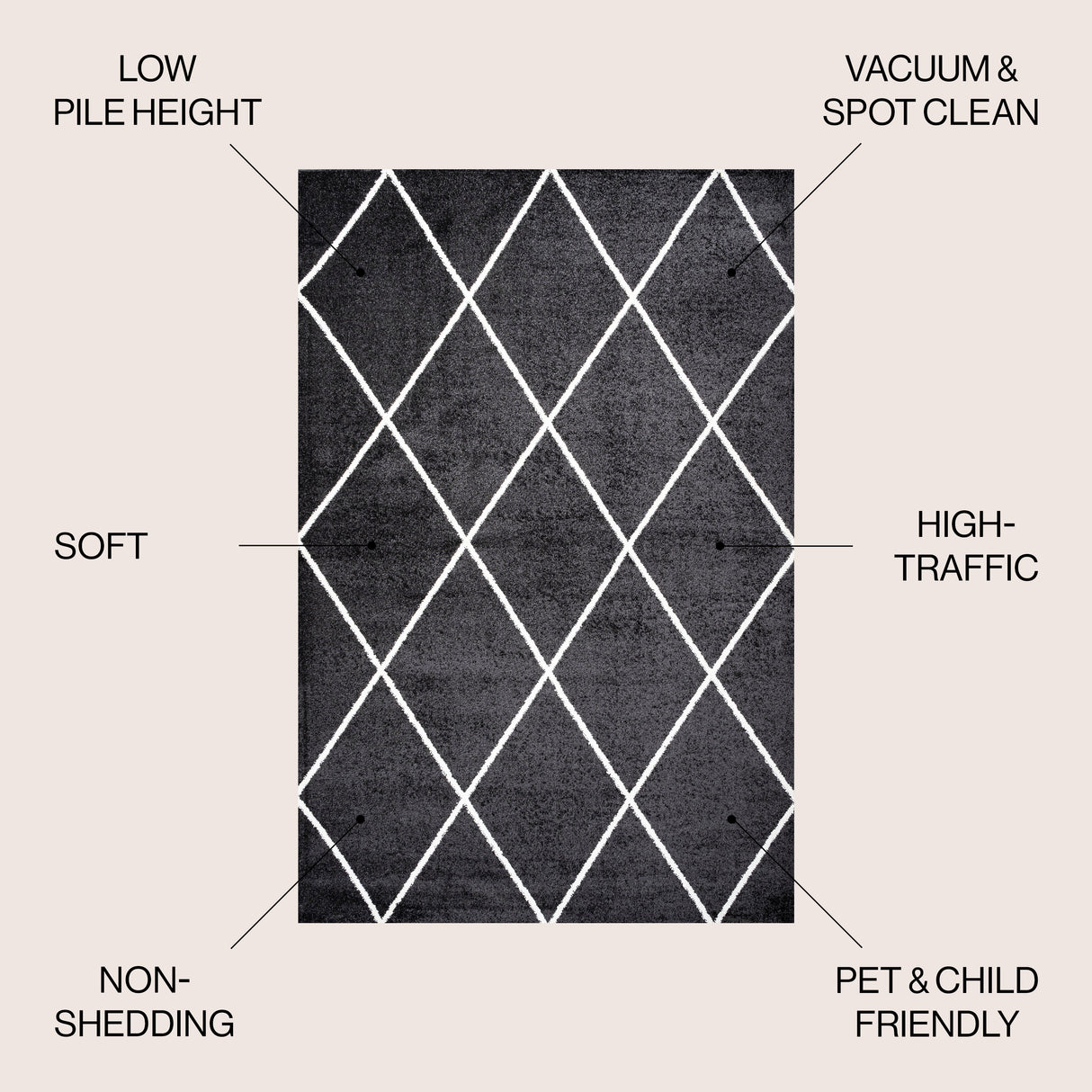 Cole Minimalist Diamond Trellis Area Rug
