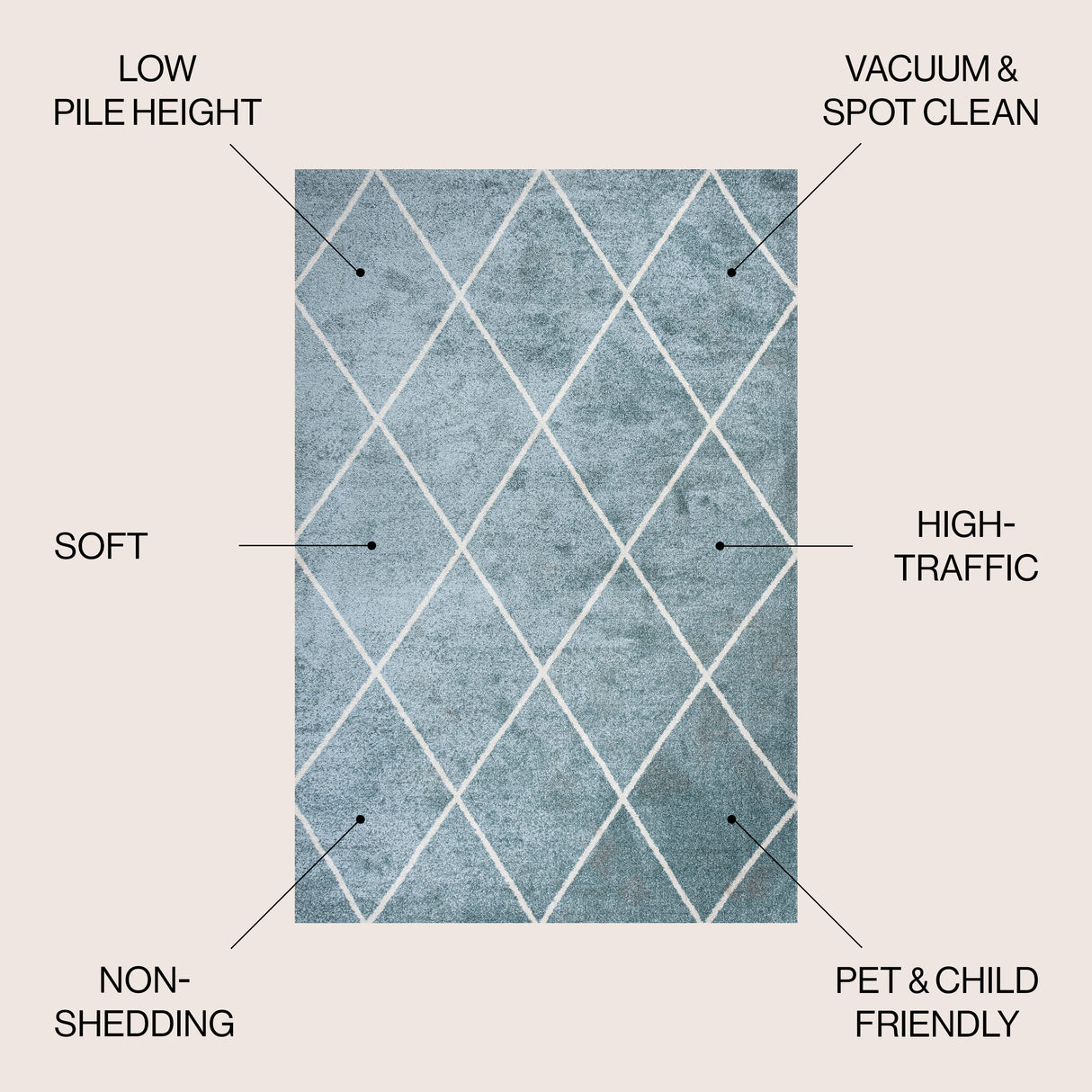 Cole Minimalist Diamond Trellis Area Rug
