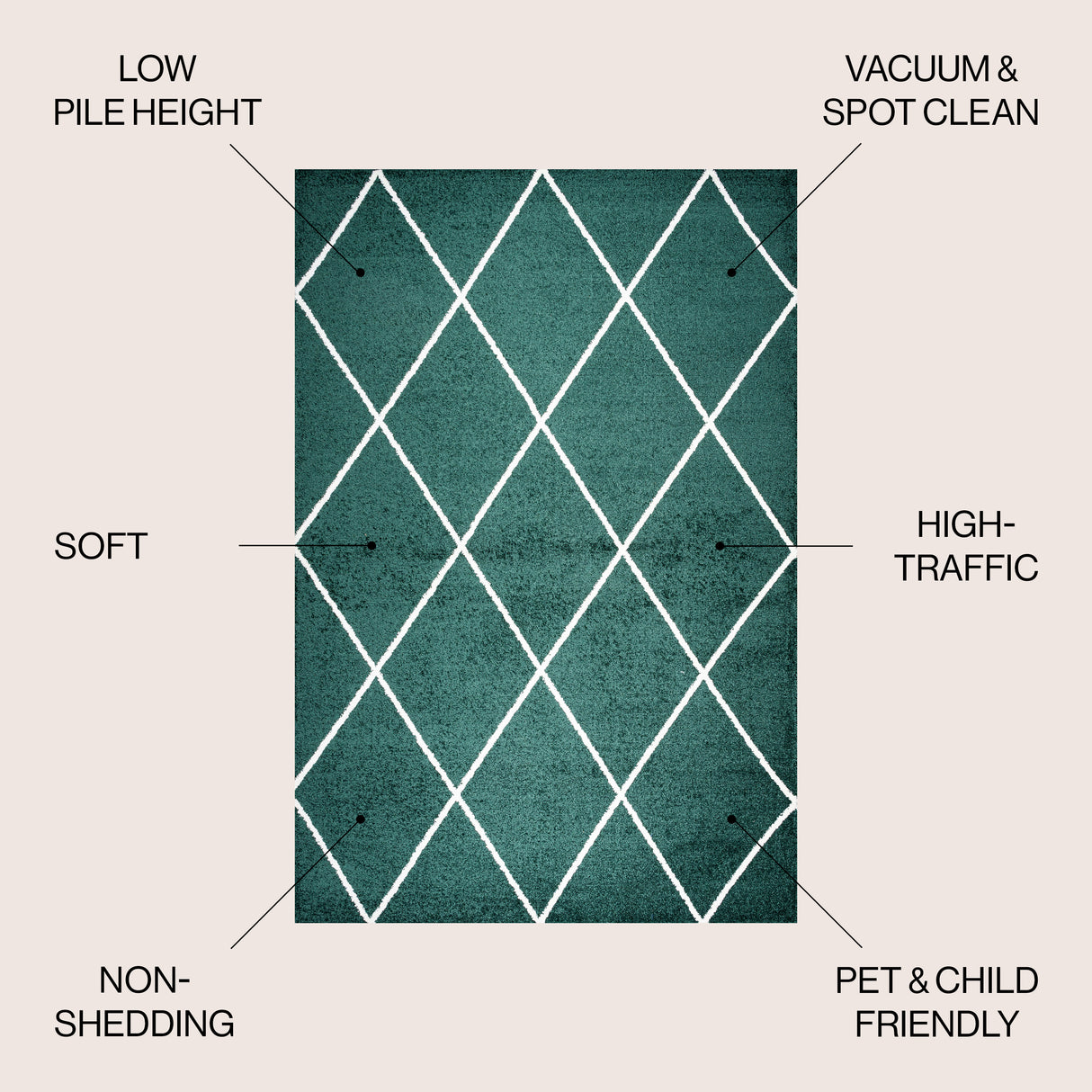 Cole Minimalist Diamond Trellis Area Rug