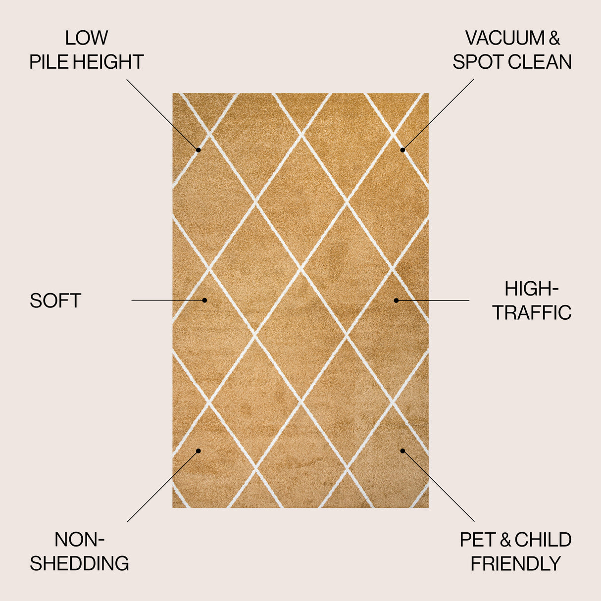 Cole Minimalist Diamond Trellis Area Rug