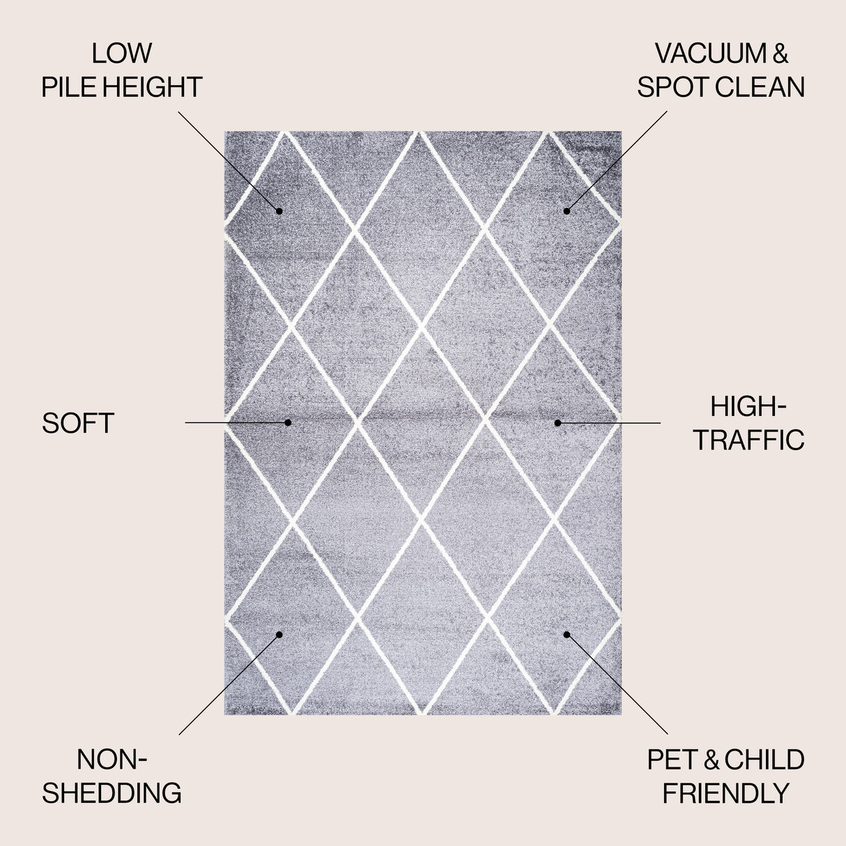 Cole Minimalist Diamond Trellis Area Rug