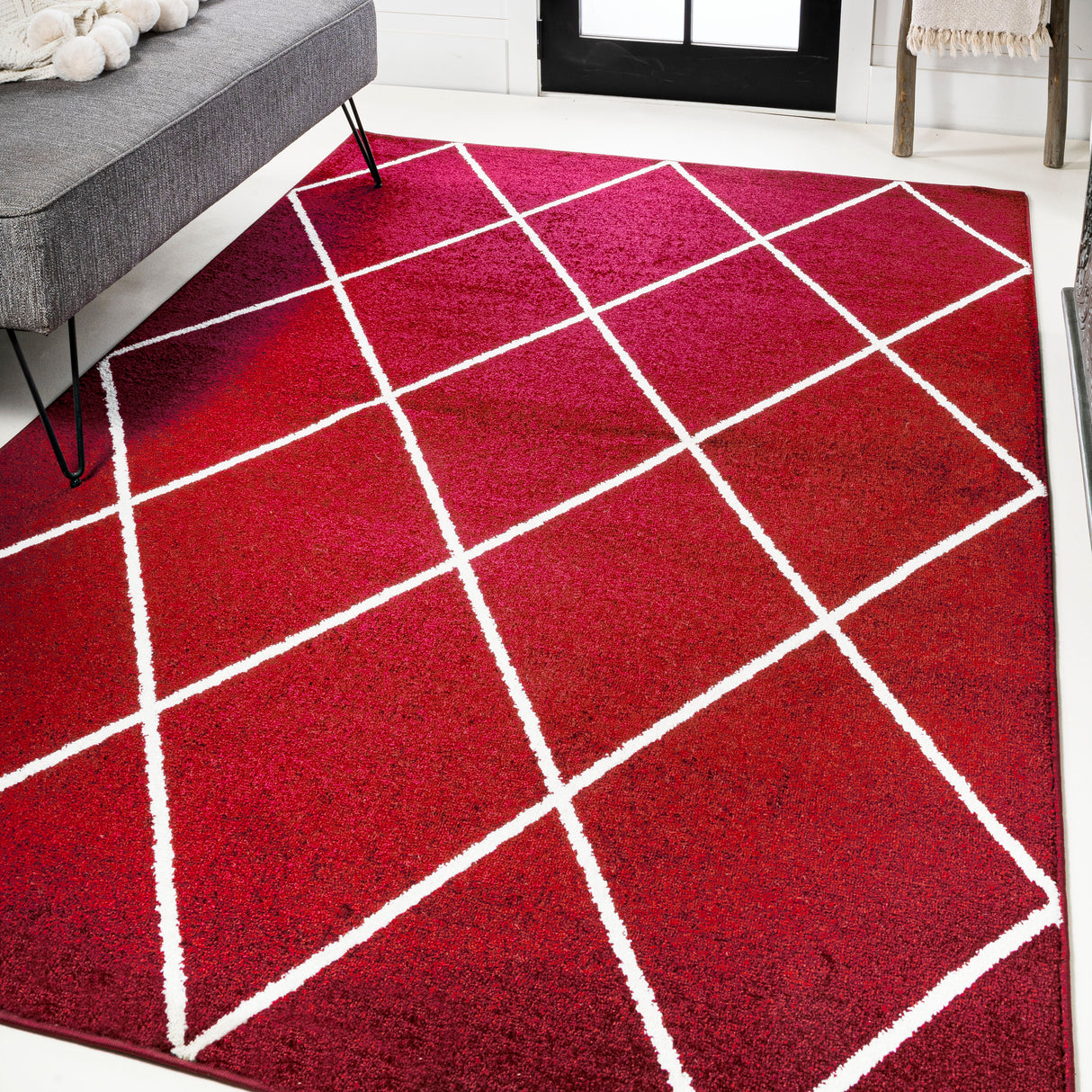 Cole Minimalist Diamond Trellis Area Rug