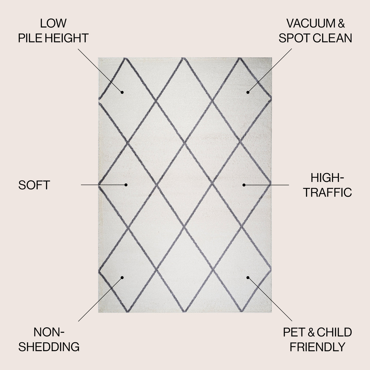 Cole Minimalist Diamond Trellis Area Rug