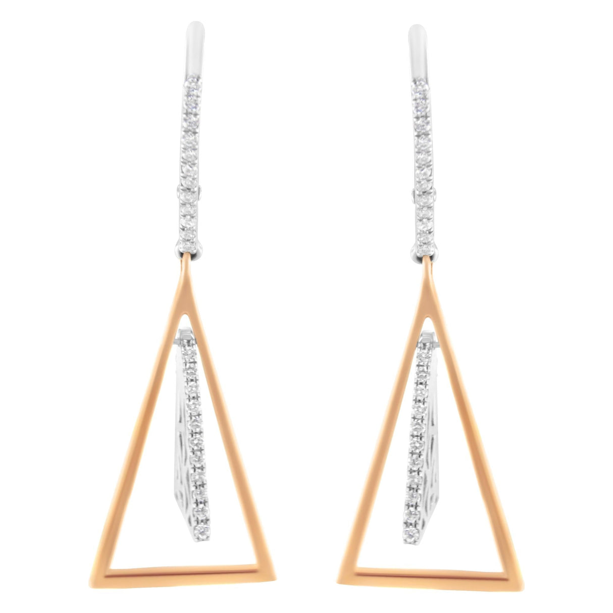 14K Rose and White Gold 3/8 Cttw Diamond Windchime Drop and Dangle Earring (G-H Color, SI1-SI2 Clarity)