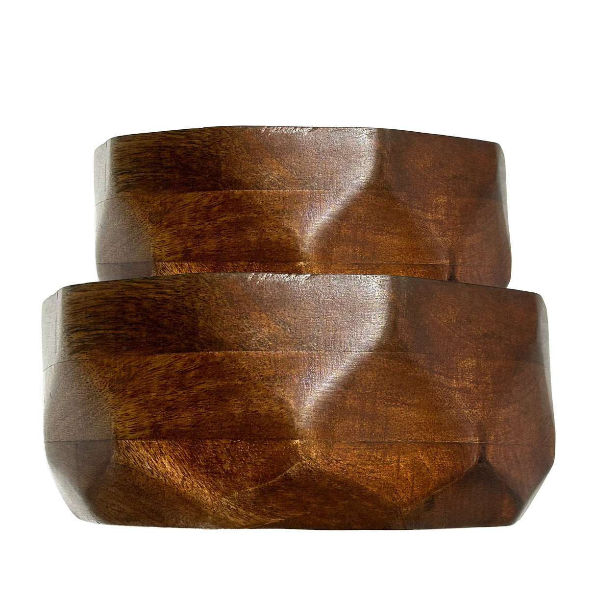 Acacia Wood Serving Bowls | Calabash Bowl Set of 2 | Hand-Carved Decorative Wooden Bowls