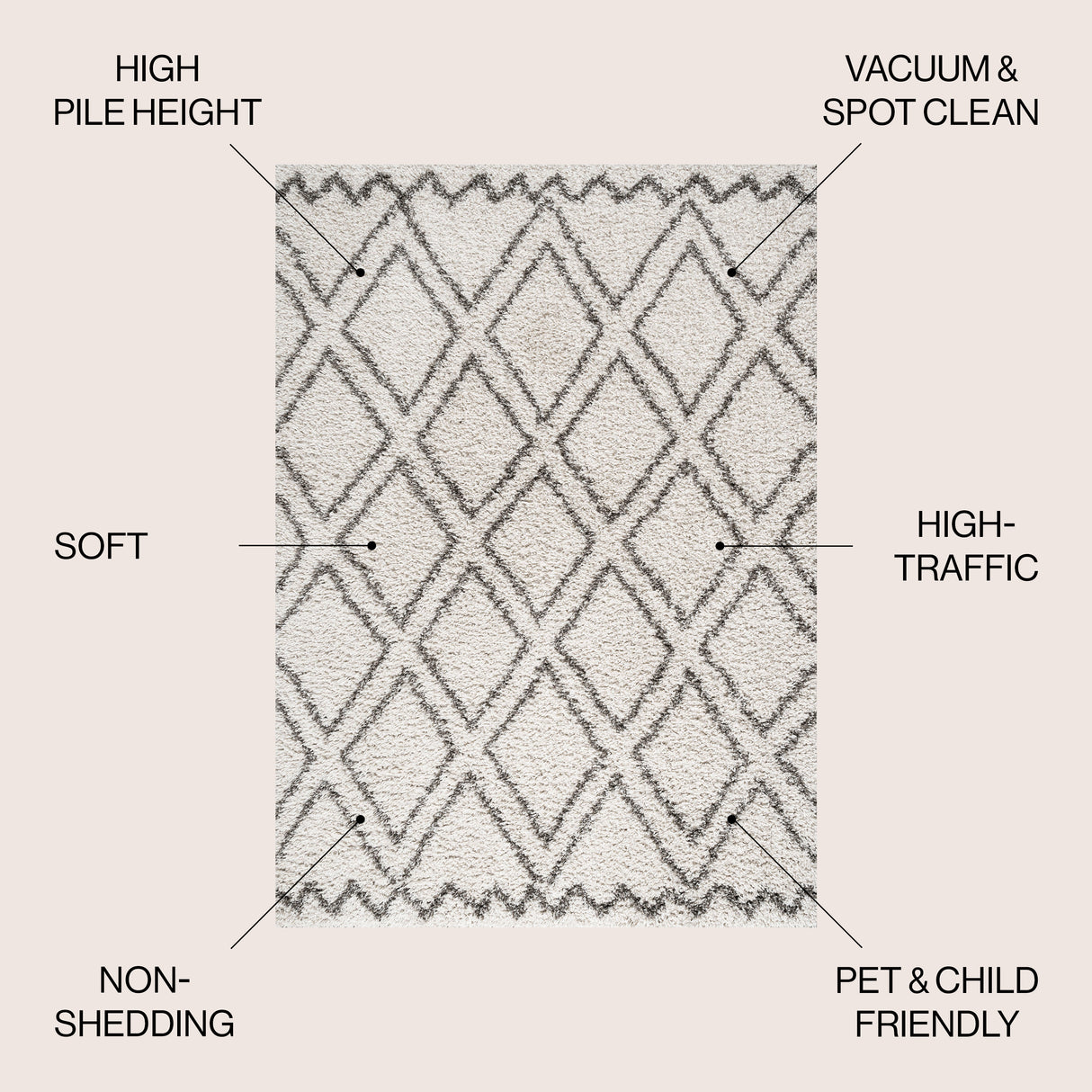 Soller Diamond Trellis Shag Area Rug