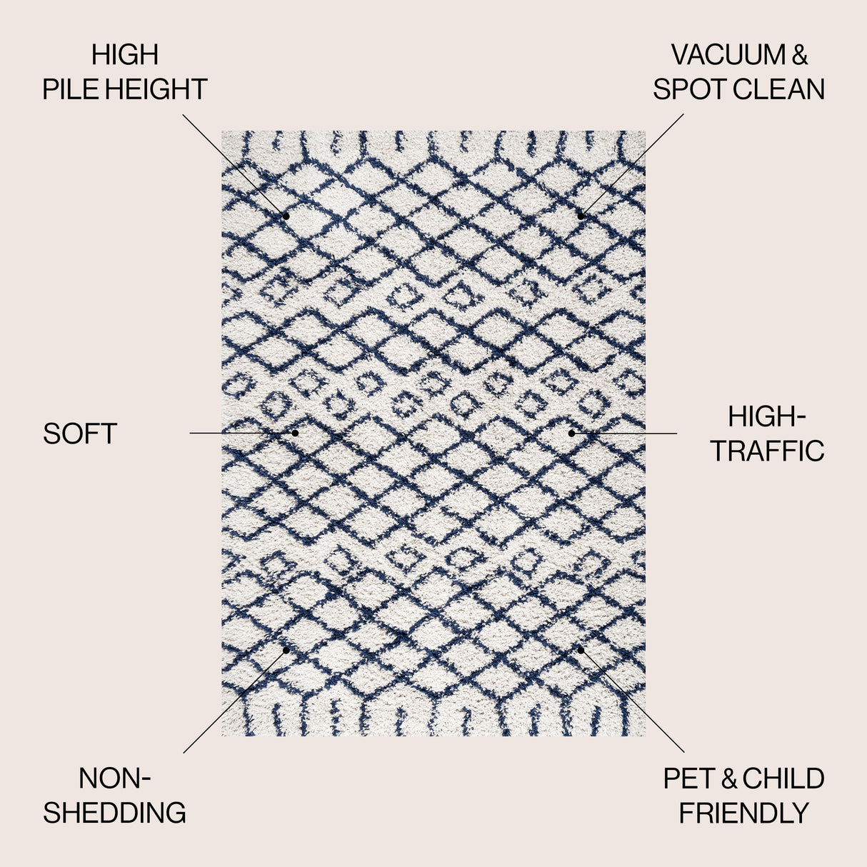 Algaida Moroccan Diamond Shag Area Rug