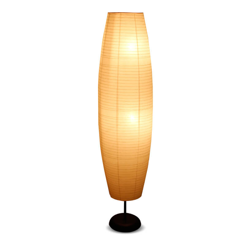 Nordic Rice Paper Column Floor Lamp 2-Light Tri-Color Lighting