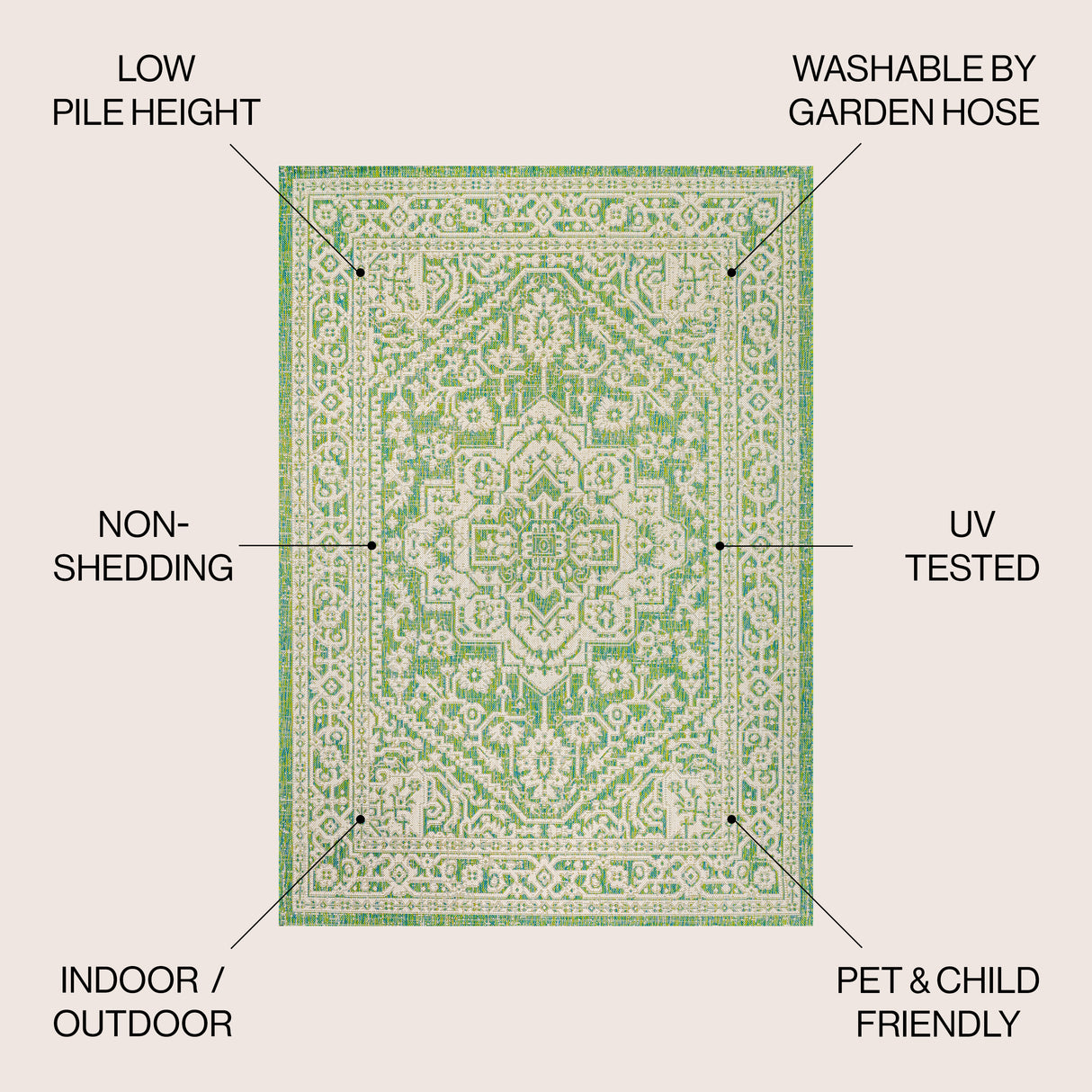 Sinjuri Medallion Textured Weave Indoor/Outdoor Area Rug