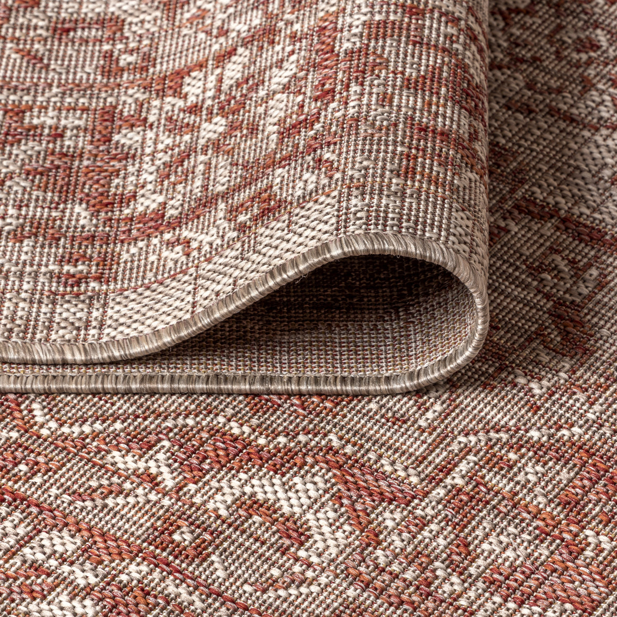 Rozetta Boho Medallion Textured Weave Indoor/Outdoor Round Area Rug