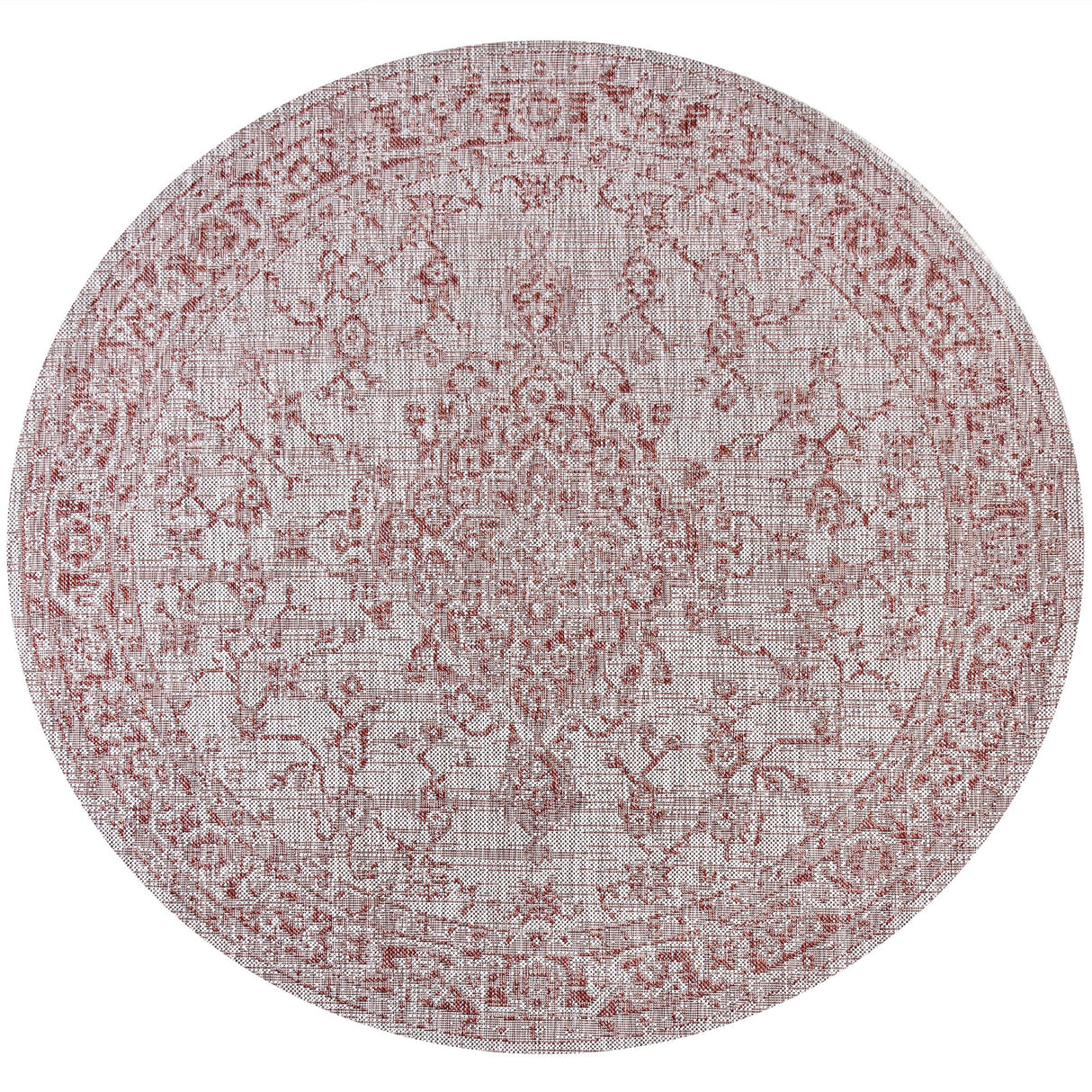 Rozetta Boho Medallion Textured Weave Indoor/Outdoor Round Area Rug