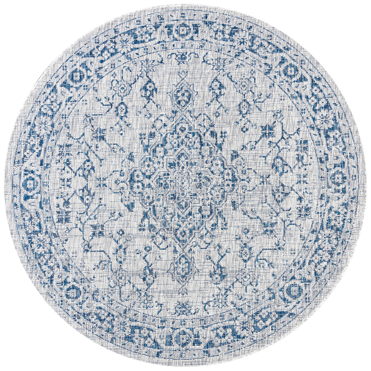 Rozetta Boho Medallion Textured Weave Indoor/Outdoor Round Area Rug