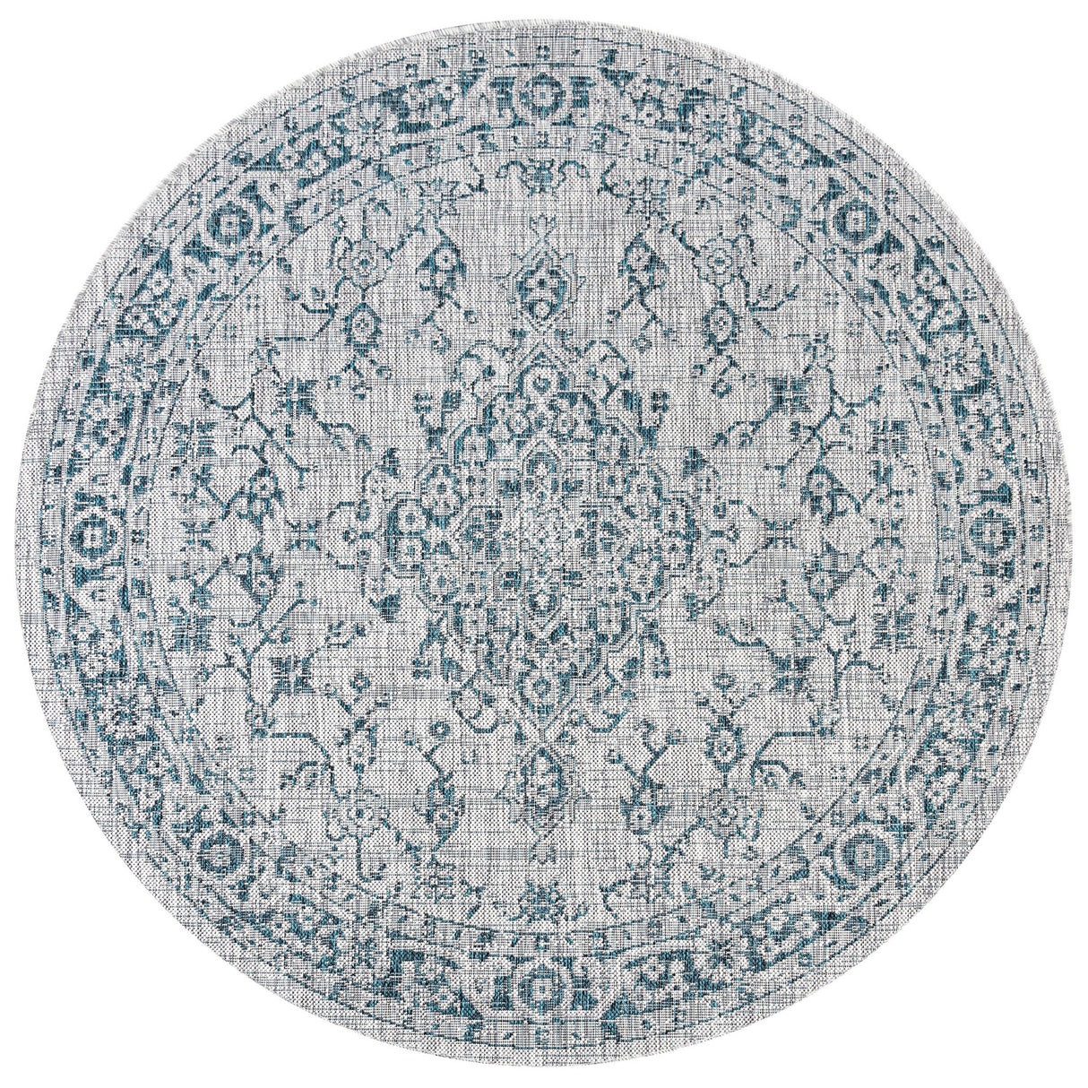 Rozetta Boho Medallion Textured Weave Indoor/Outdoor Round Area Rug